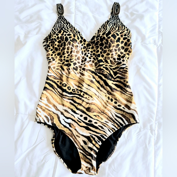 Profile by Gottex Animal Print One-Piece Swimsuit Beach Resort Spring Summer - Picture 1 of 6